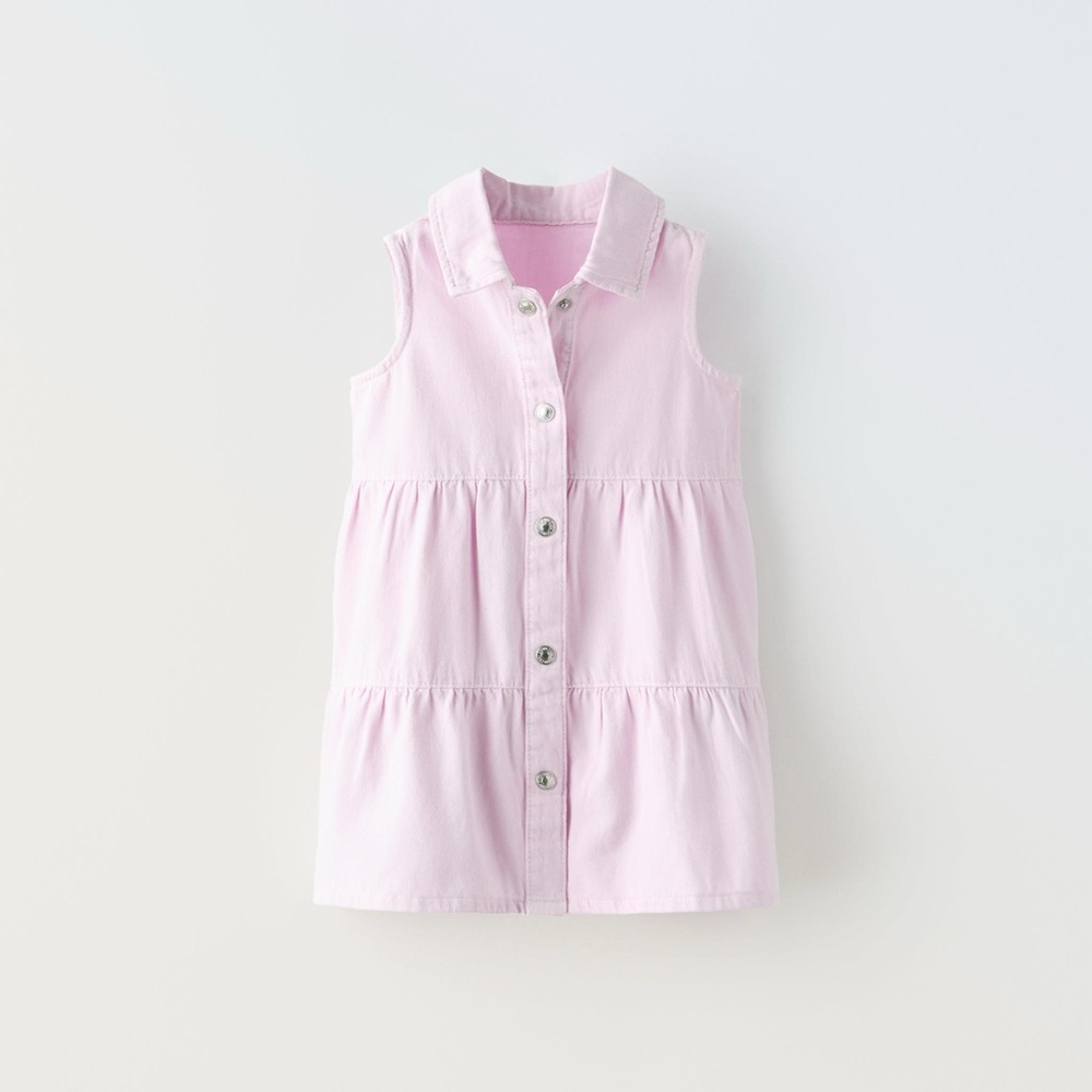 ZARA Kids | Pink Serged Pleated Dress for Baby Girl